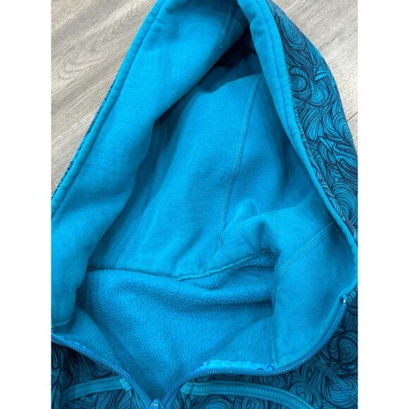Rare Lululemon Womens Blue Turquoise Paisley Print Scuba Hoodie Jacket Size 10 - Picture 6 of 14